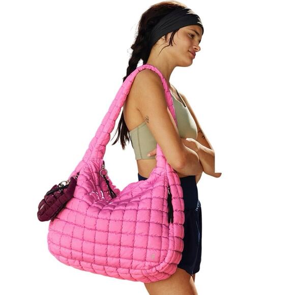 Free People Movement Quilted Carryall Bag Bubblegum Pink NWT - Picture 5 of 6